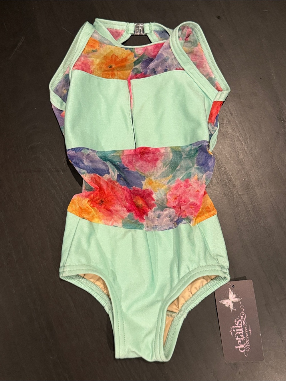 Marble Floral Mint Girls' Dance Leotard